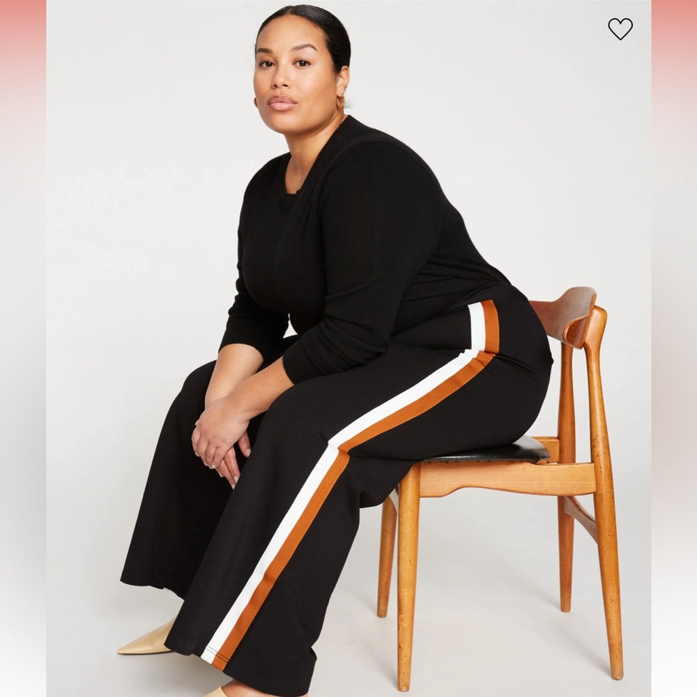 Like new! Universal Standard Wide Leg Pants, Black w/Orange Stripe, size S_14-16